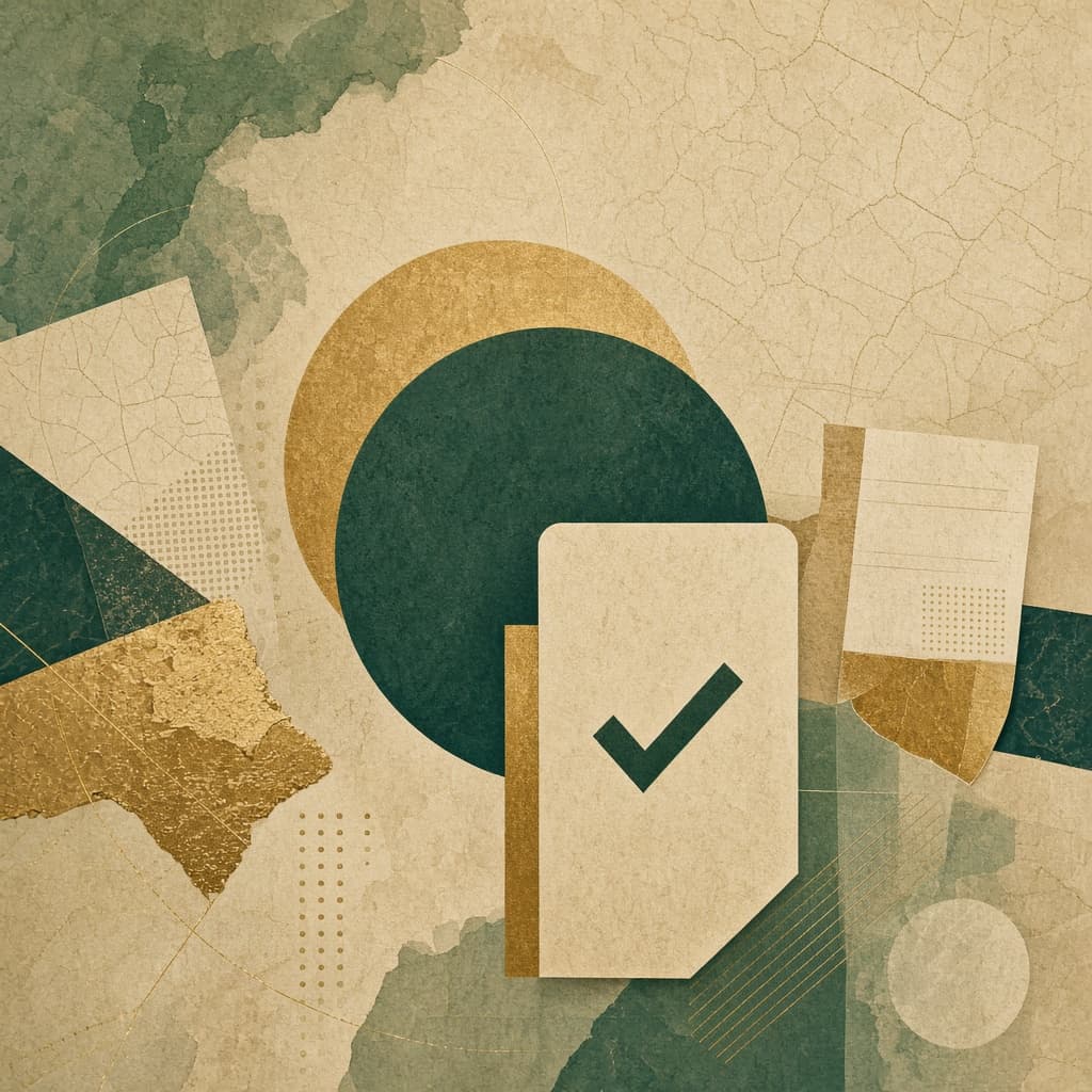Abstract civic documents and ballot motif illustration.