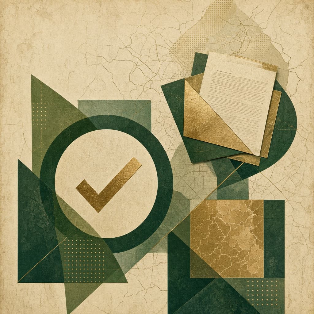 Abstract civic documents and ballot motif illustration.